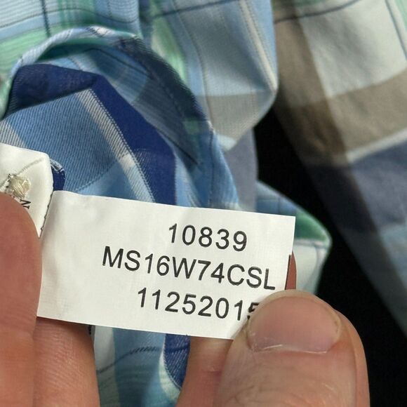 Peter Millar Shirt Mens XXL Blue Plaid Crown Sport Lightweight Stretch Button Up - Picture 8 of 14